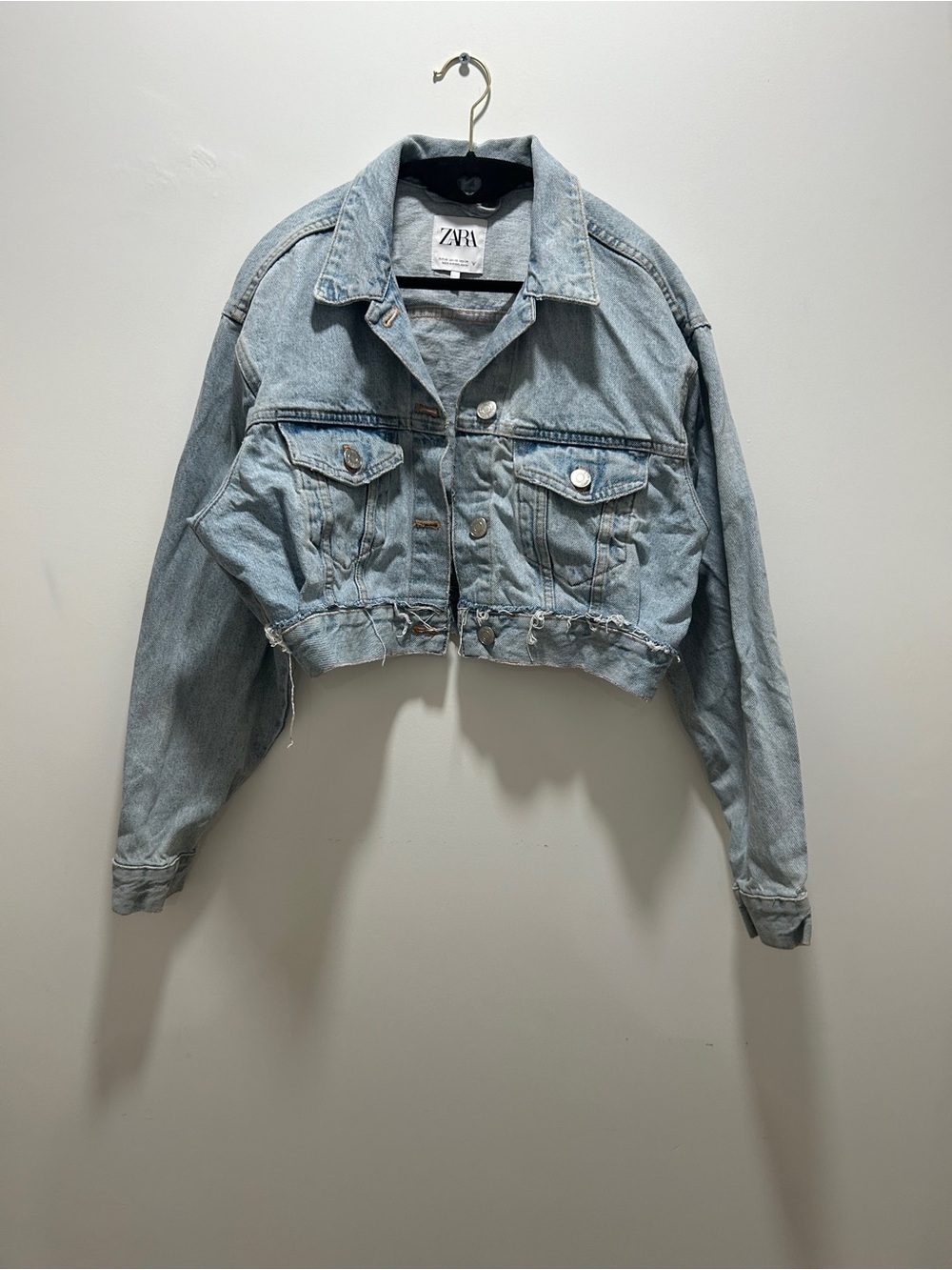 ZARA Light Blue Cropped Denim Jacket